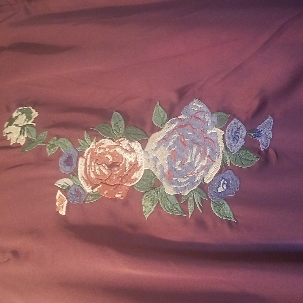 Olivaceous Karlie Floral Satin Zipper Bomber Jacket- size M- color Burgundy - Picture 6 of 10
